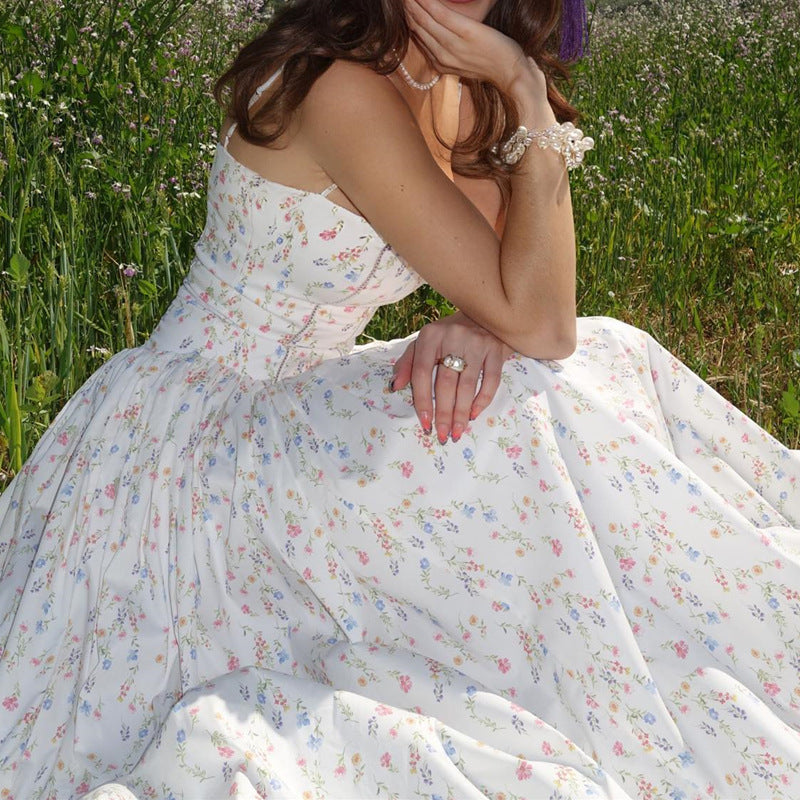 French First Love Floral Slim Slip Maxi Dress Women