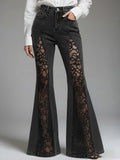 Patchwork Lace Flared Jeans