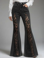 Patchwork Lace Flared Jeans