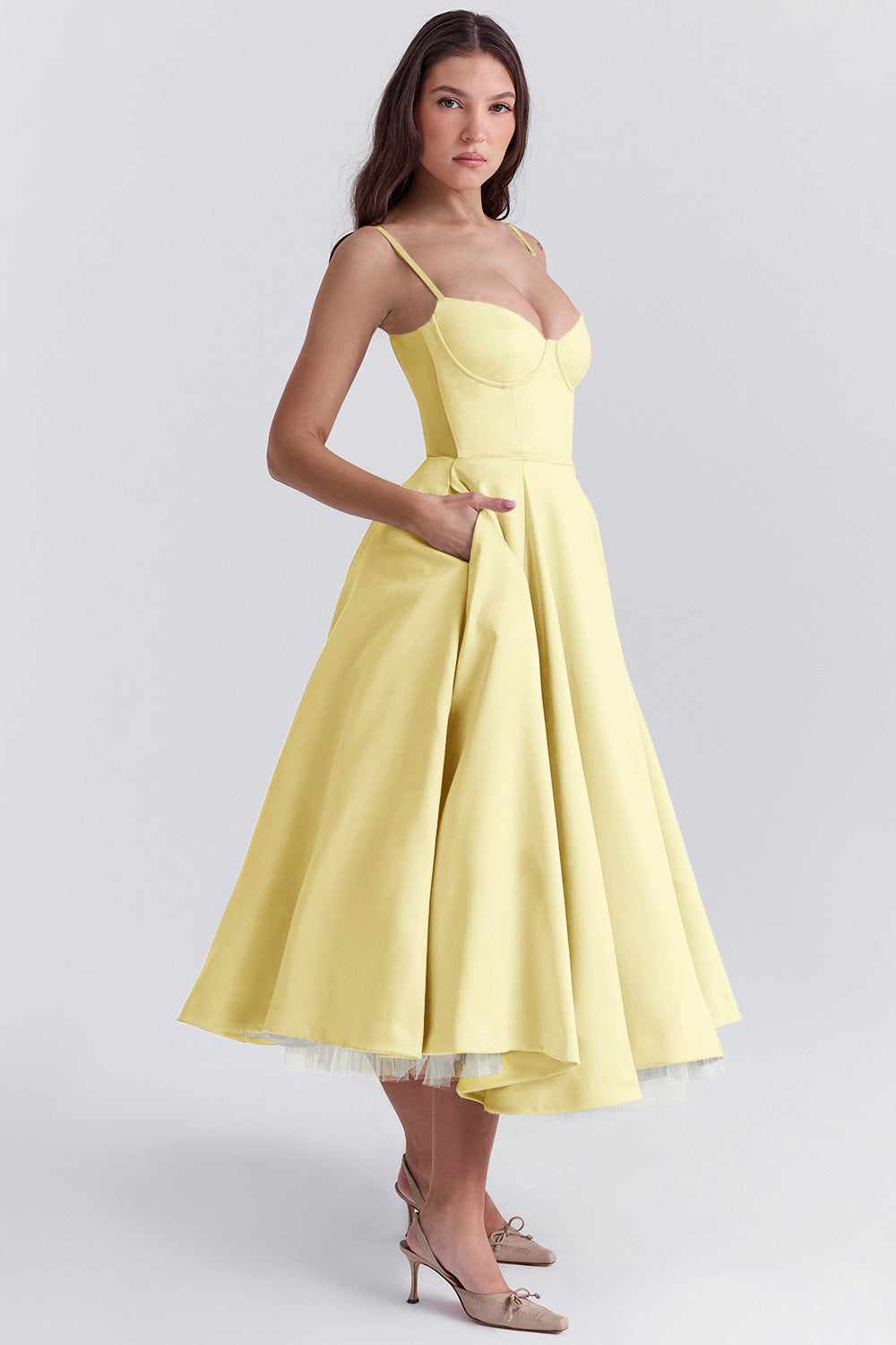 French Mesh Double Layer Swing Princess Slip Dress Women Summer