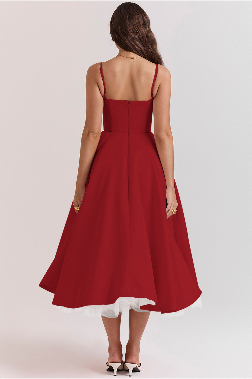 French Mesh Double Layer Swing Princess Slip Dress Women Summer