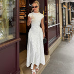 French Cheongsam Polka Dot Sleeveless Slim Dress Women
