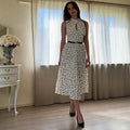 Korean Relaxed Polka Dot Sleeveless Belted Waist Slim Long Dress Women Summer
