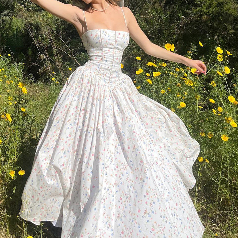 French First Love Floral Slim Slip Maxi Dress Women