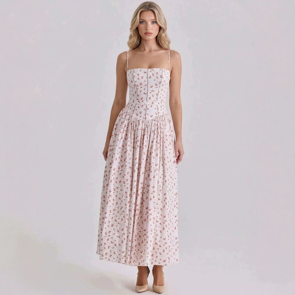 Elegant Floral Slim Slip Fairy Dress Women Summer