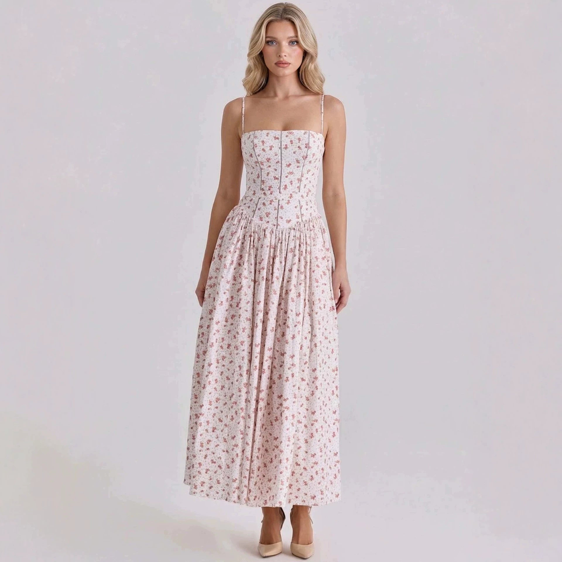 Elegant Floral Slim Slip Fairy Dress Women Summer