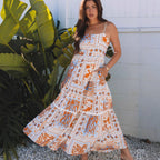 High Waist Contrast Print Loose Slip Dress Women Summer