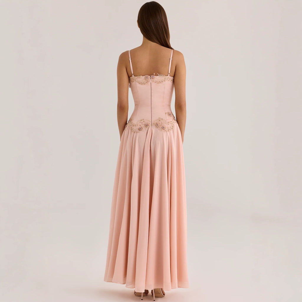 Lace Embroidery Satin Sexy Slip Nightgown Women Lingerie