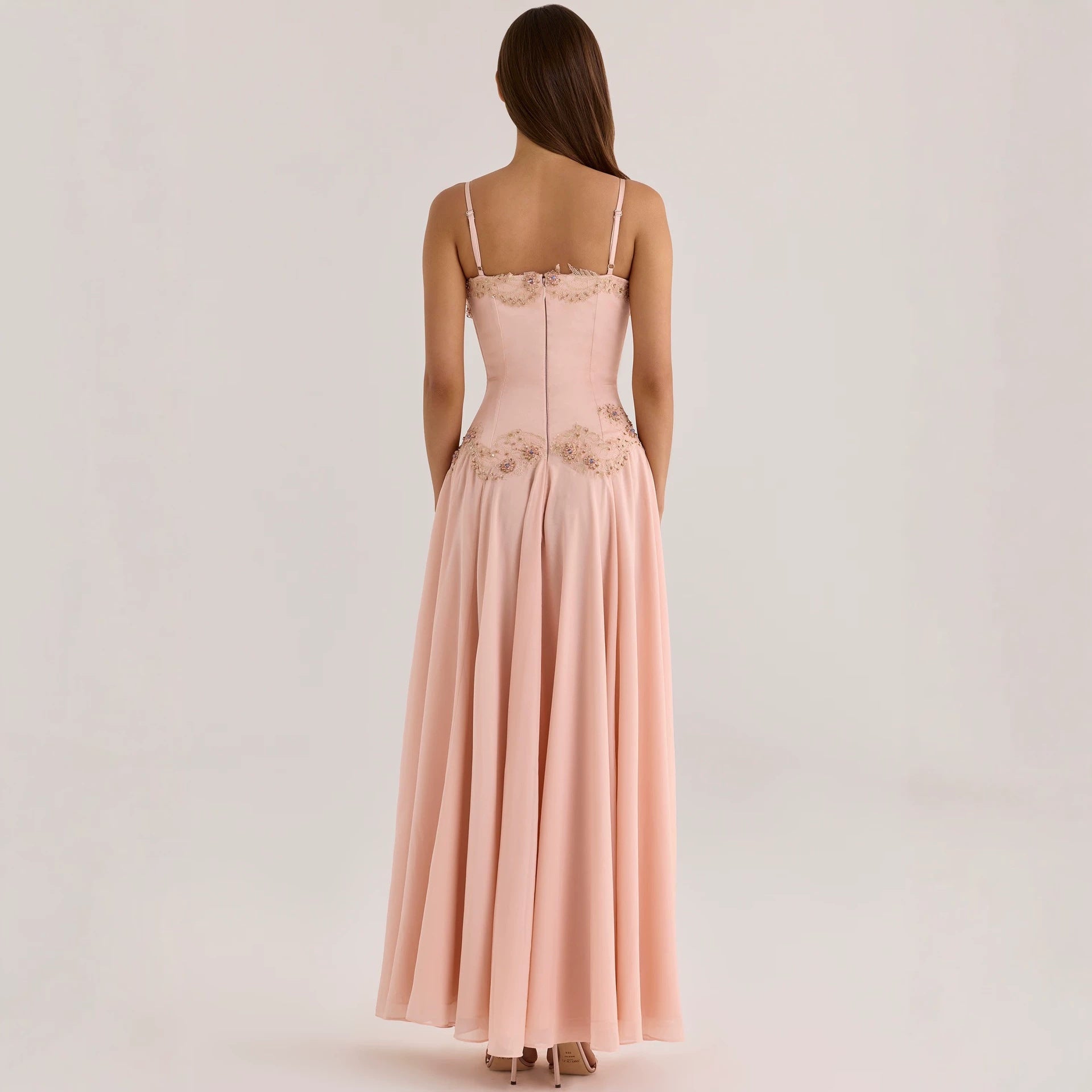 Lace Embroidery Satin Sexy Slip Nightgown Women Lingerie