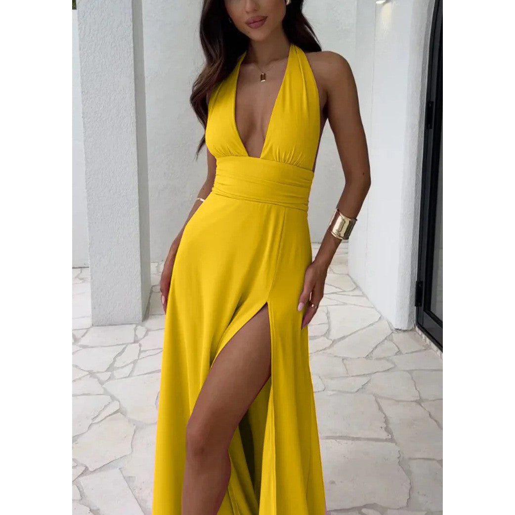 Adjustable Strap Waist Women Sling Dress European Style