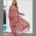 Women’s Printed Long Sleeve Elegant Fairy Evening Dress Women