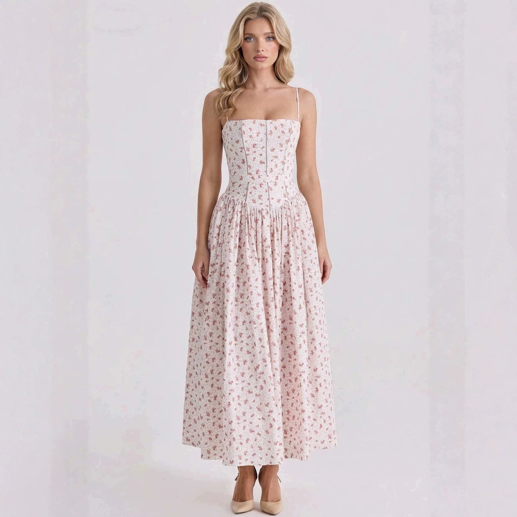 Elegant Floral Slim Slip Fairy Dress Women Summer