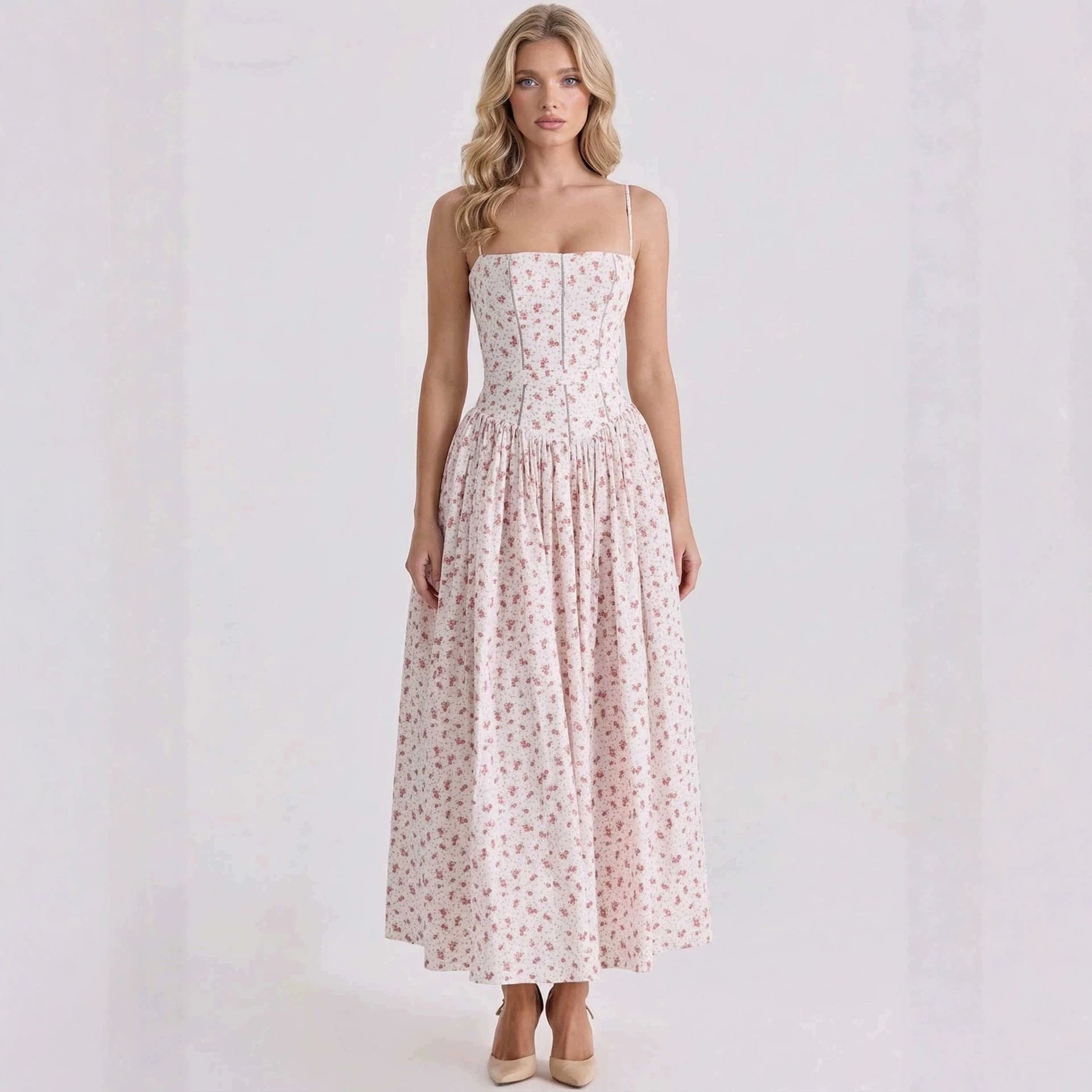 Elegant Floral Slim Slip Fairy Dress Women Summer