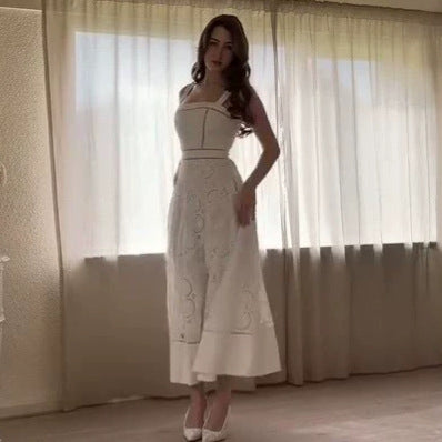 Pleated High Waist Slim Slip Long Dress Women Spring Autumn