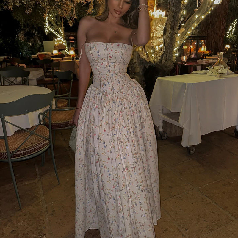 French First Love Floral Slim Slip Maxi Dress Women