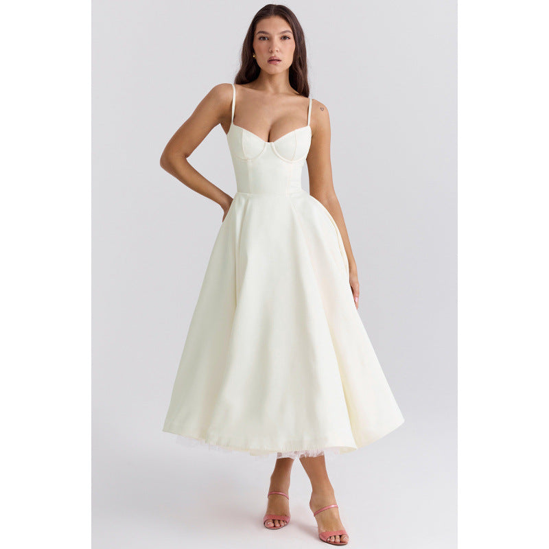 French Mesh Double Layer Swing Princess Slip Dress Women Summer