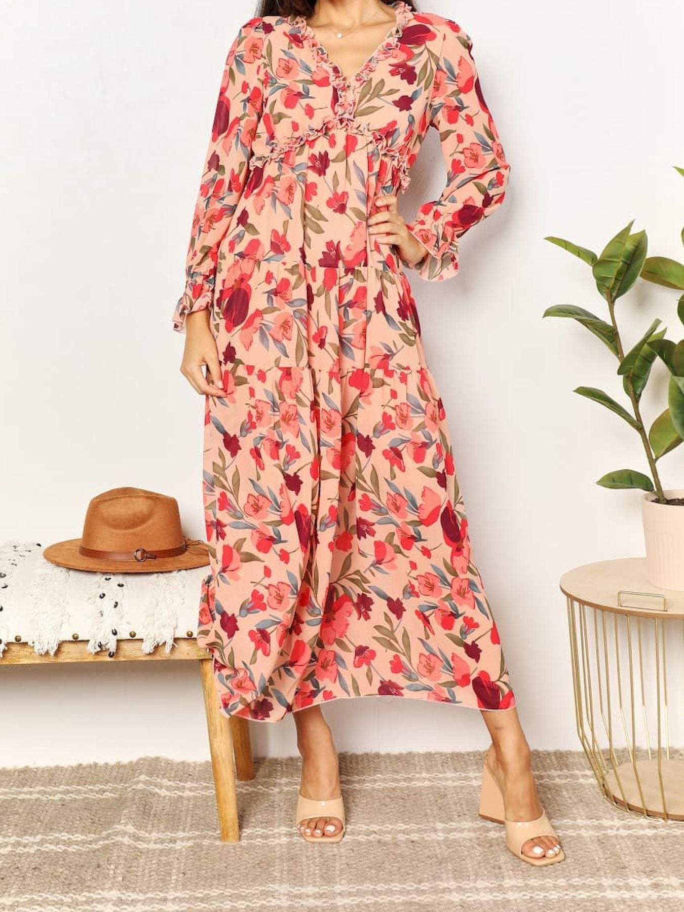 Women’s Printed Long Sleeve Elegant Fairy Evening Dress Women