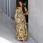 Women’s Printed Long Sleeve Elegant Fairy Evening Dress Women
