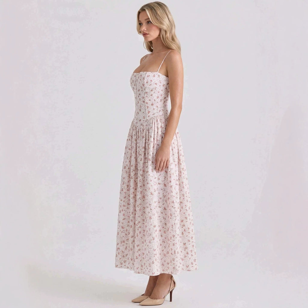Elegant Floral Slim Slip Fairy Dress Women Summer