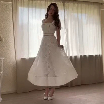 Pleated High Waist Slim Slip Long Dress Women Spring Autumn
