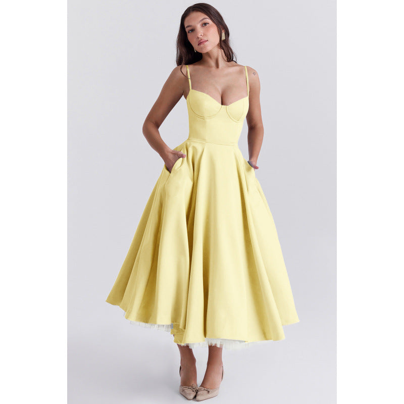 French Mesh Double Layer Swing Princess Slip Dress Women Summer