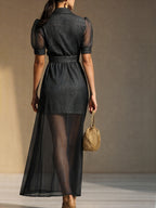 Women's Patchwork Organza Mini Dress And Organza Skirt Two-piece Set